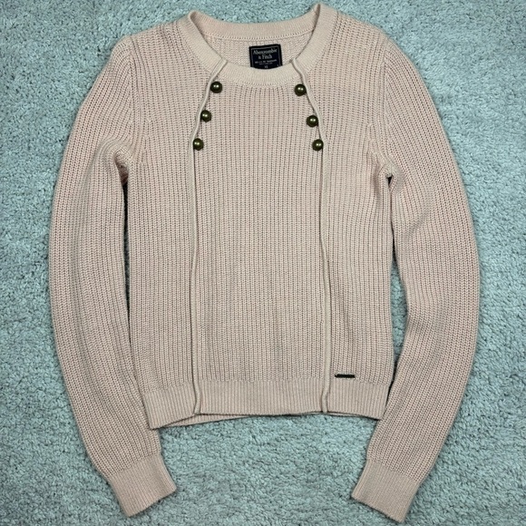 Abercrombie and Fitch Sweater Womens Extra Small Knit Studs Crewneck Holiday - Picture 1 of 4